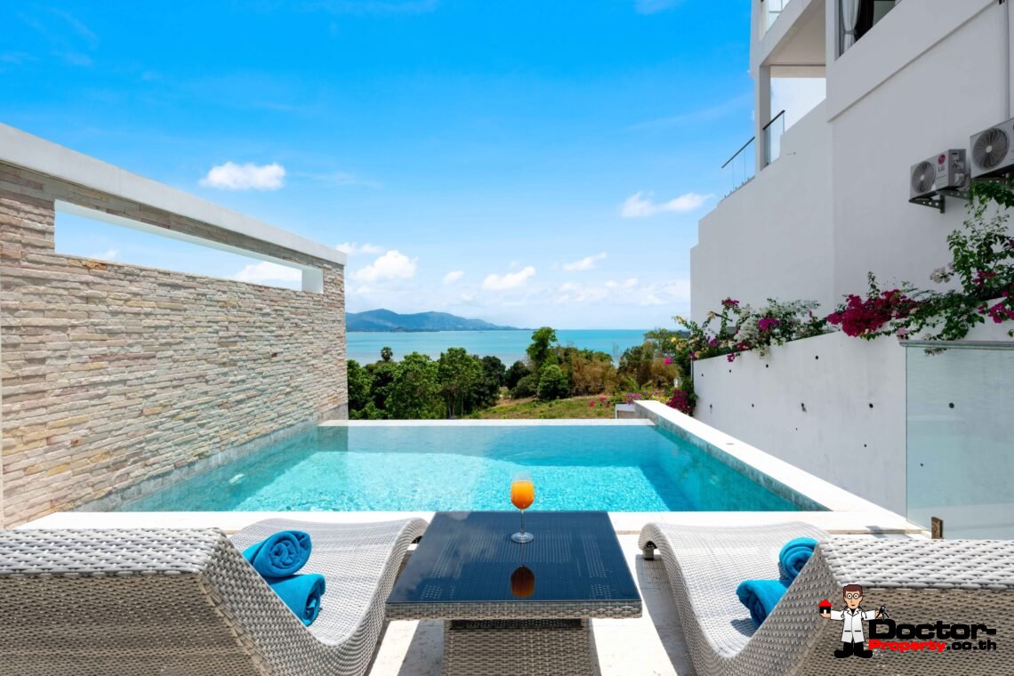 Modern 5 Bedroom Pool Villa with Sea View in Choeng Mon, Koh Samui – For Sale